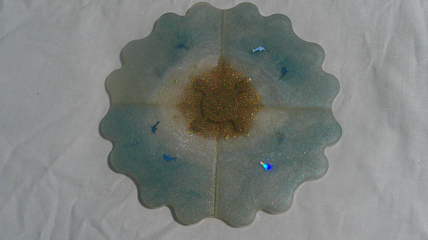 Dolphin puzzle coaster assembled - top view