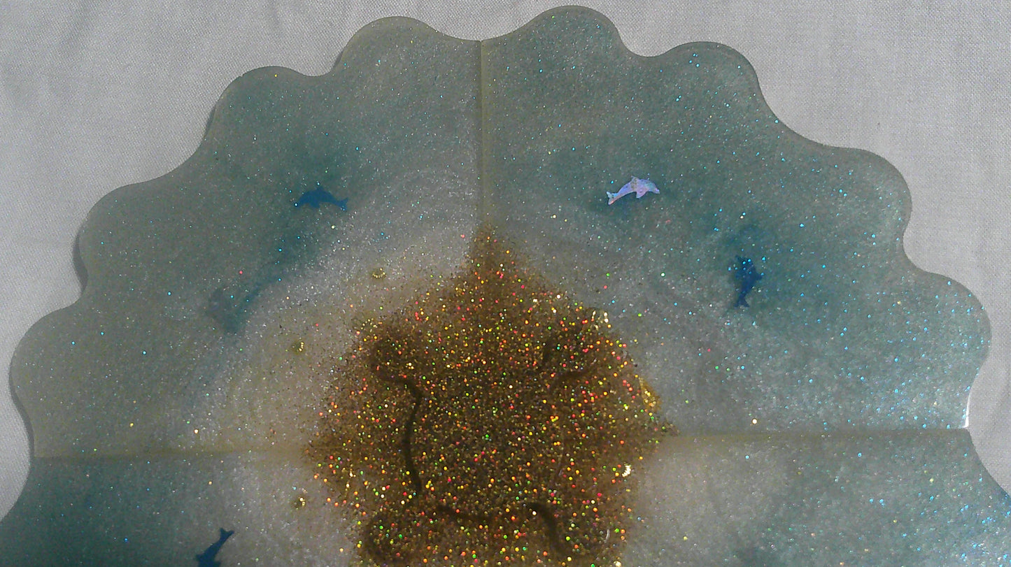 Dolphin puzzle coaster assembled - angle view