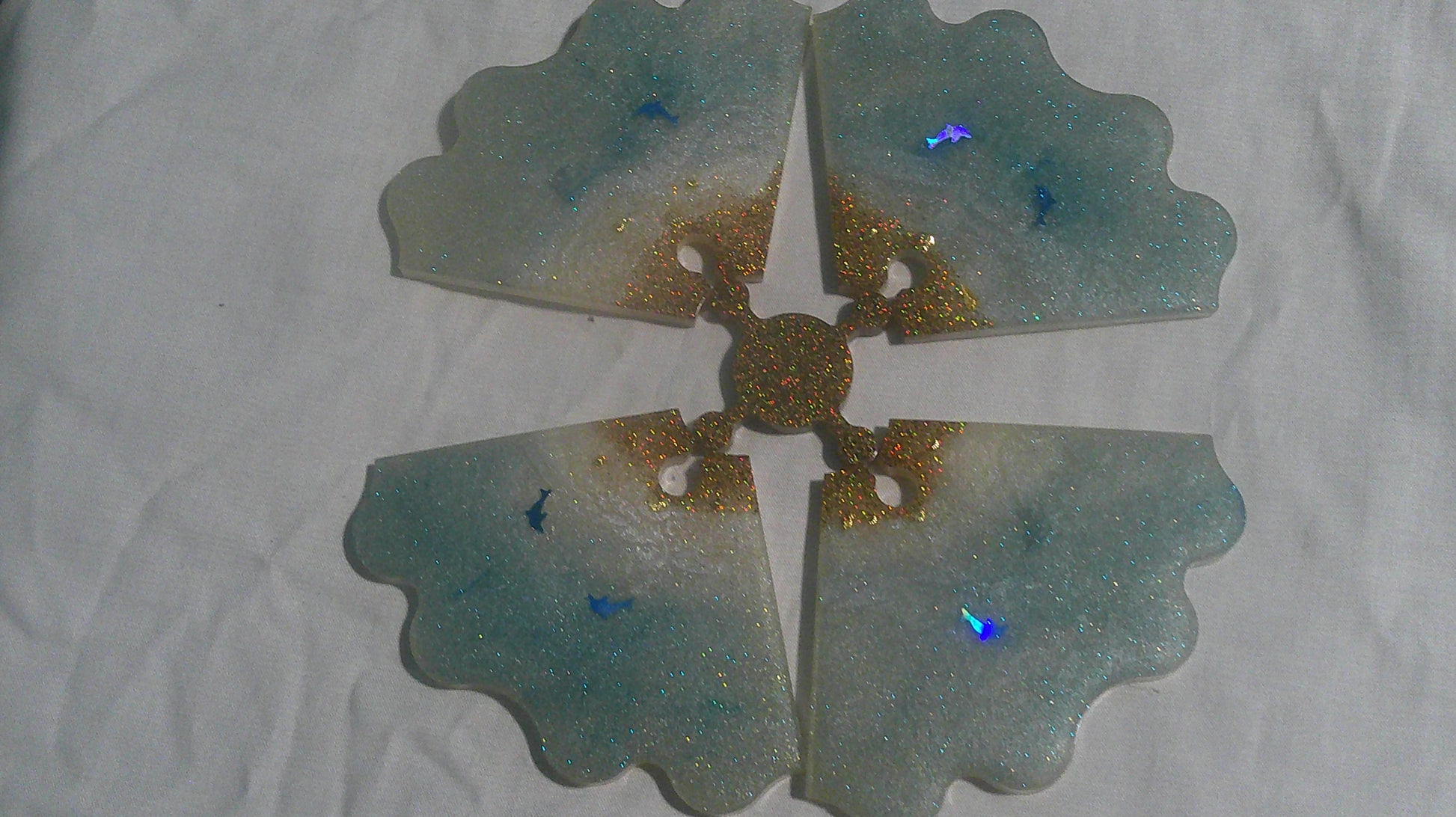 Dolphin puzzle coaster detail shot