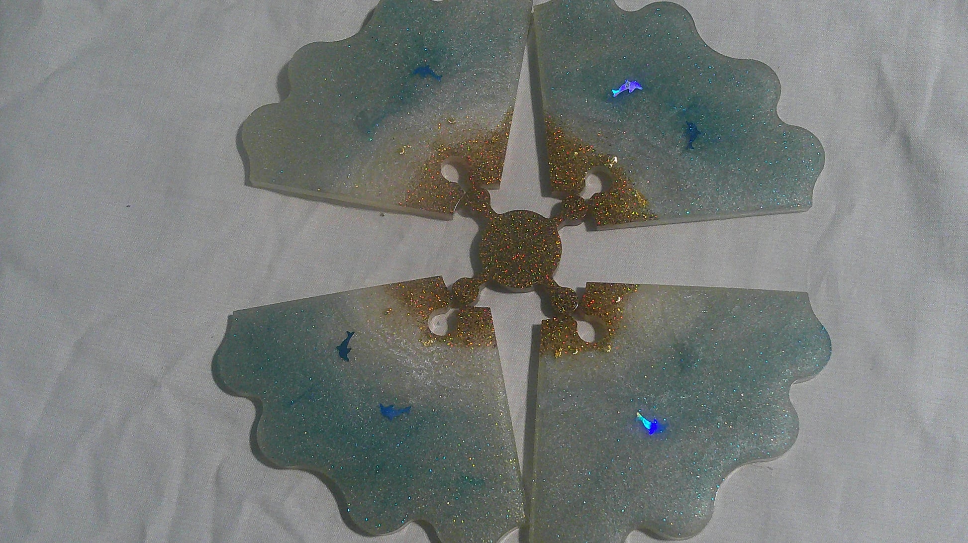 Dolphin puzzle coaster detail shot 2