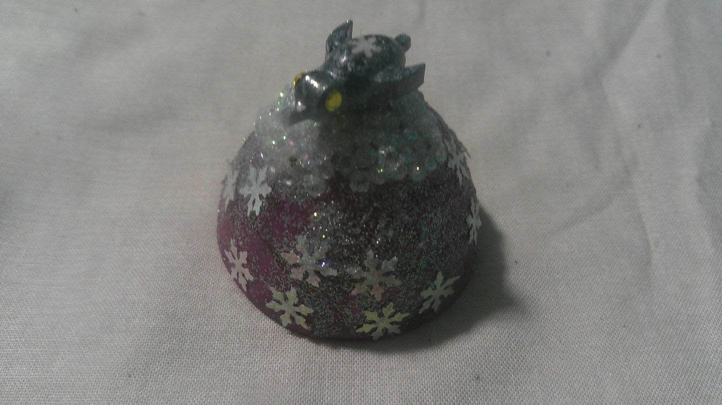 Handmade Resin Penguin on a Mountain Figurine