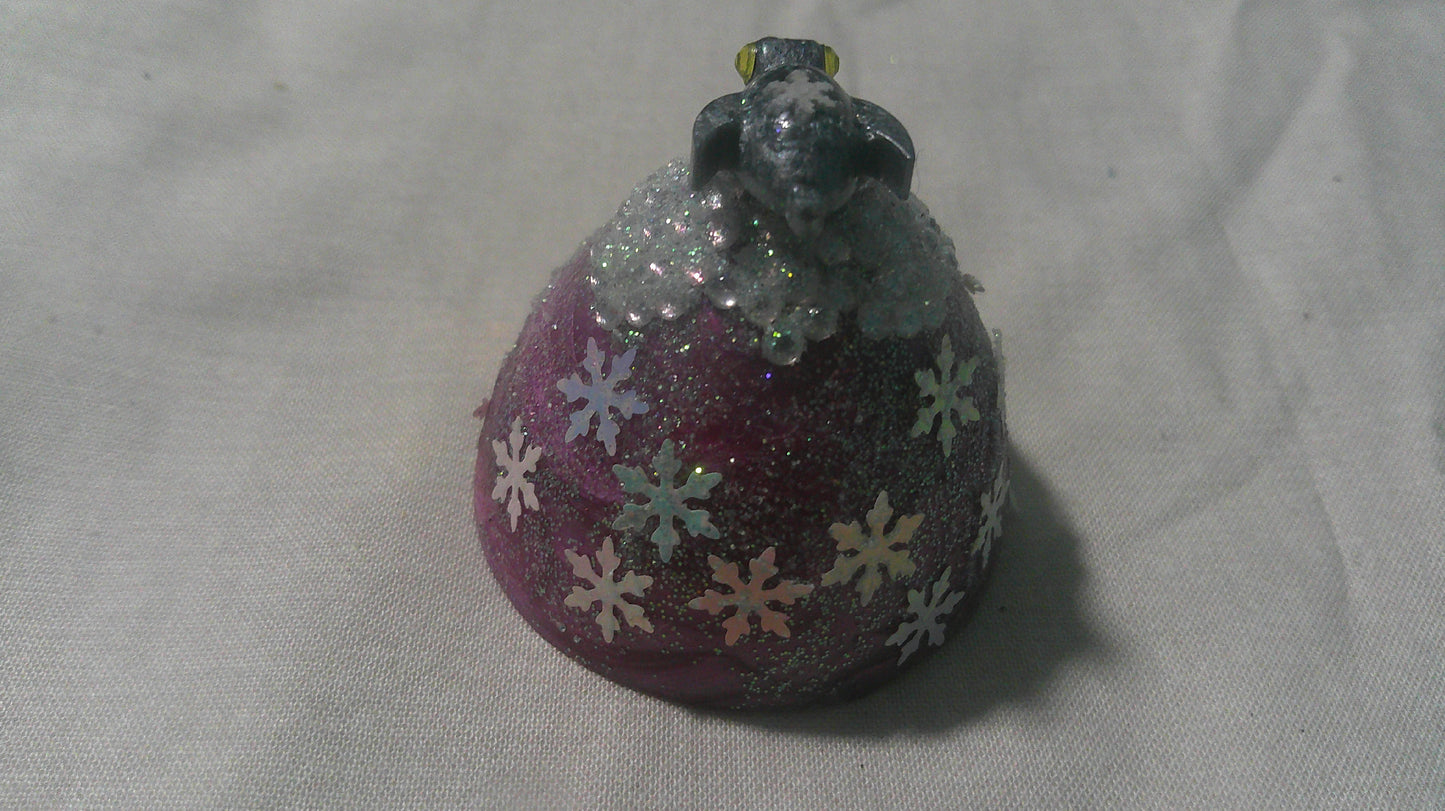 Handmade Resin Penguin on a Mountain Figurine