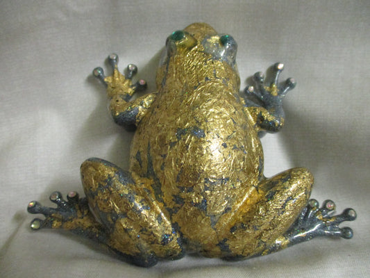 Gold Leaf Frog Resin Art