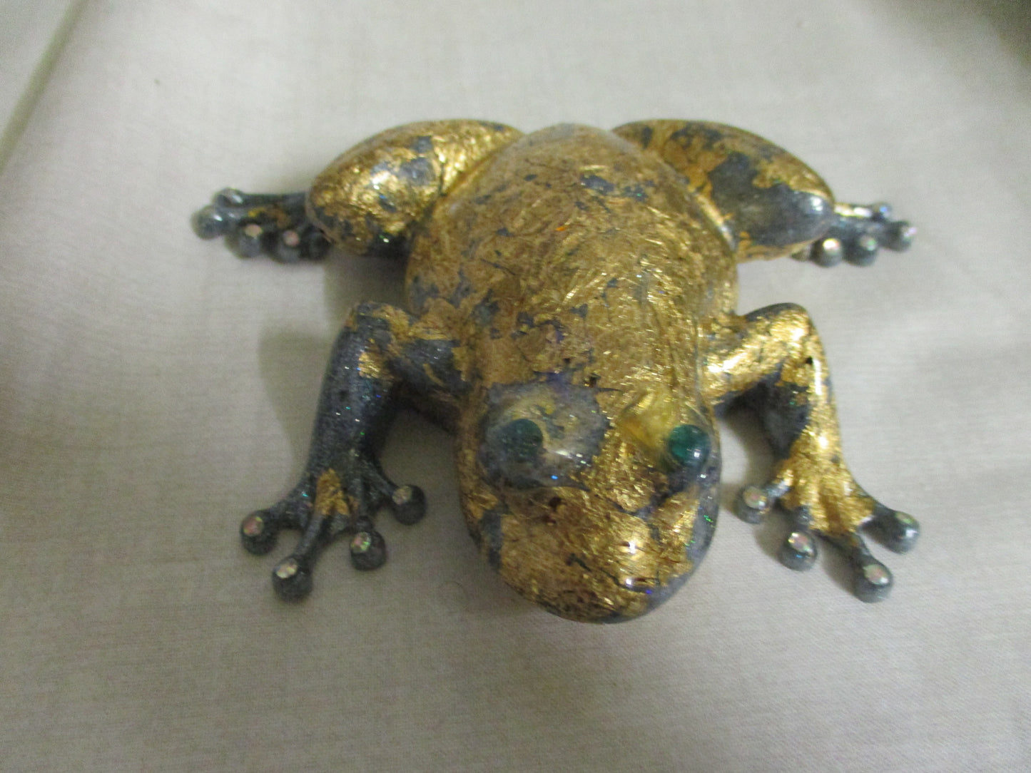 Gold Leaf Frog Resin Art