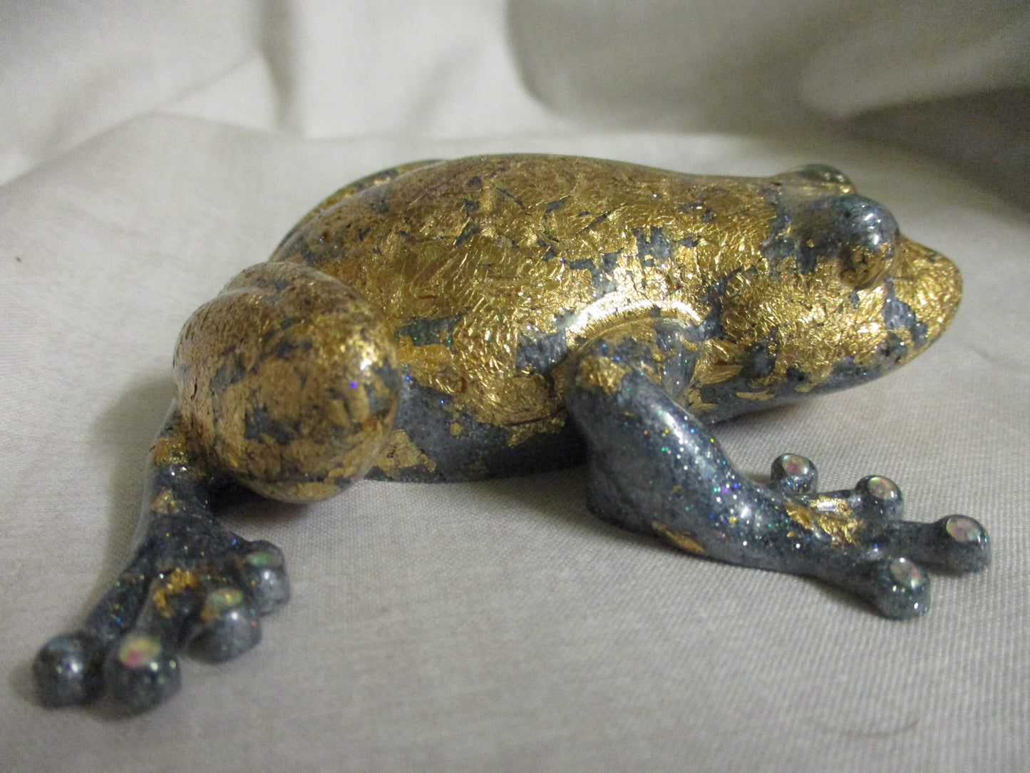 Gold Leaf Frog Resin Art