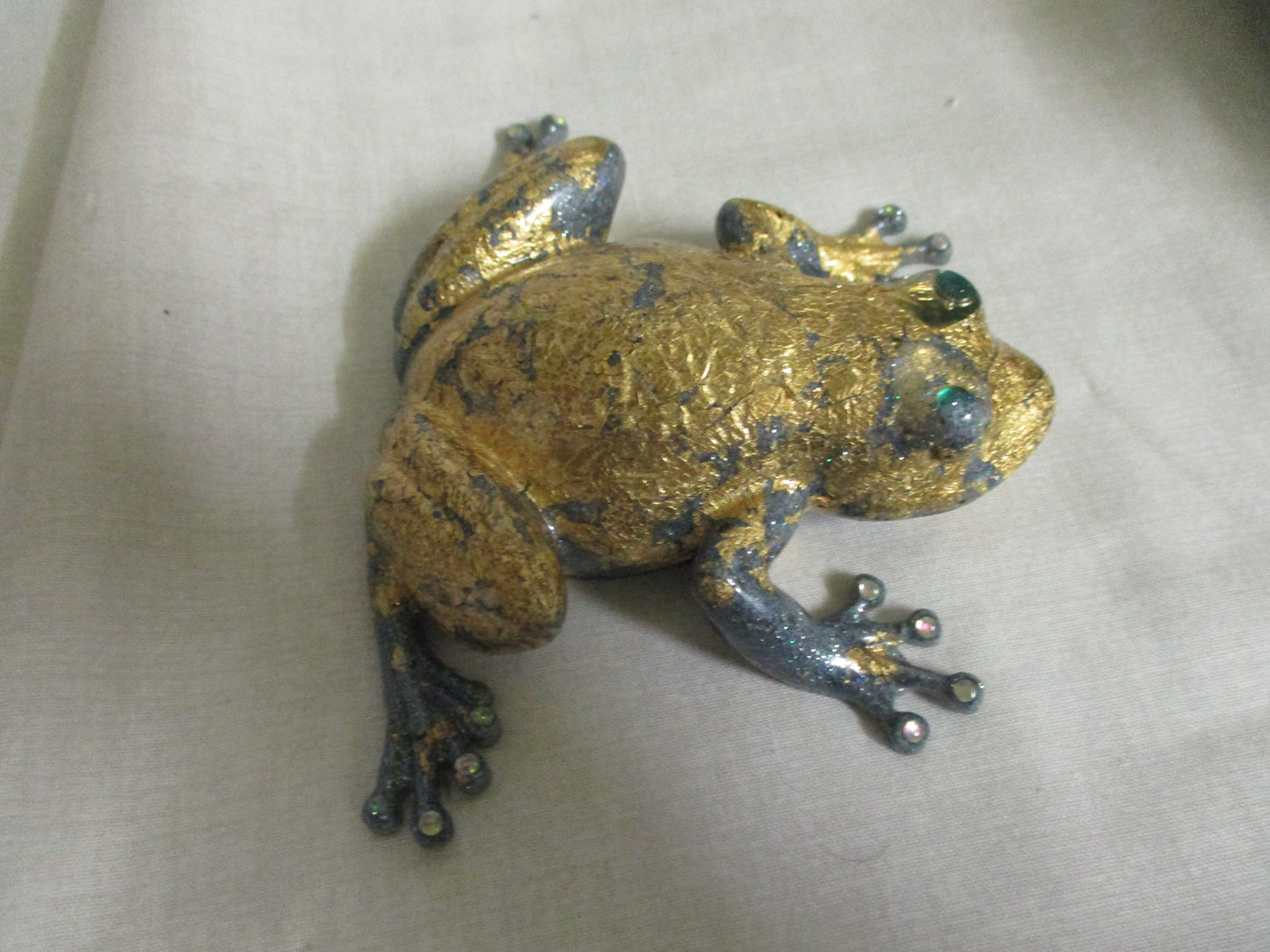 Gold Leaf Frog Resin Art