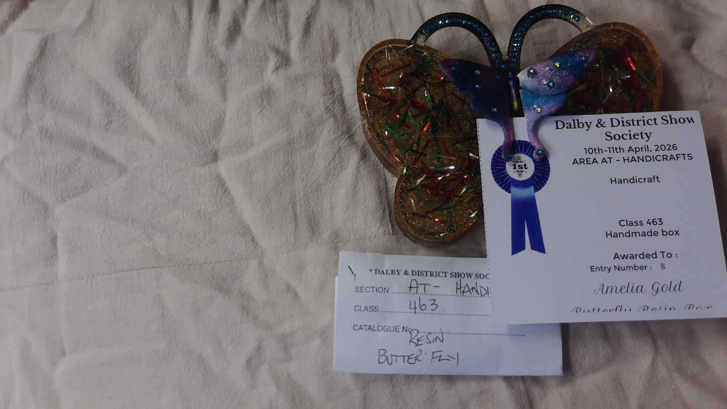 Handmade Resin Butterfly Jewellery Box — Award-Winning